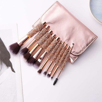 Hot Europe And America 10 Piece Synthetic Hair Diamond Make Up Brush Set With Bag